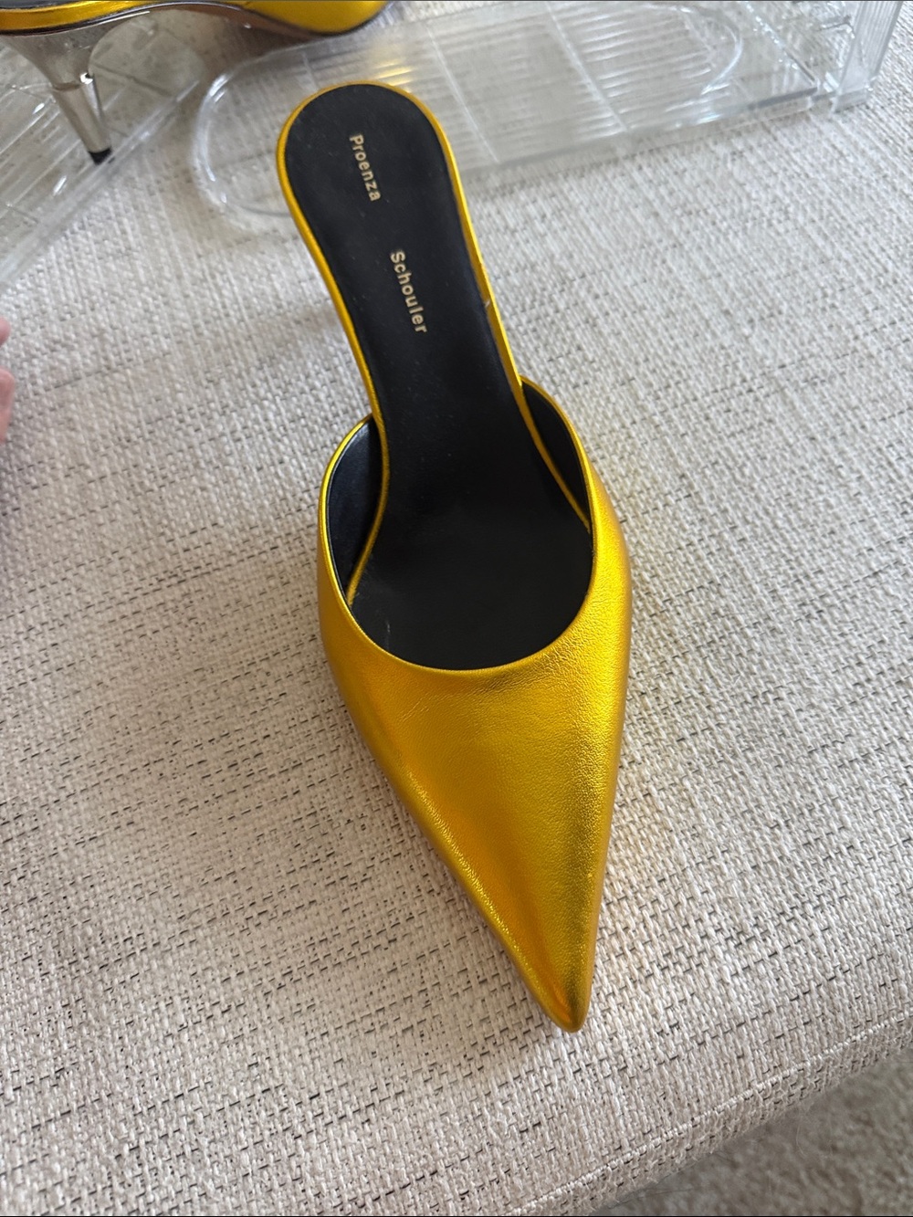 Proenza Schouler Metallic Gold Pointed-Toe Mules with Silver Heel - Picture 4 of 4